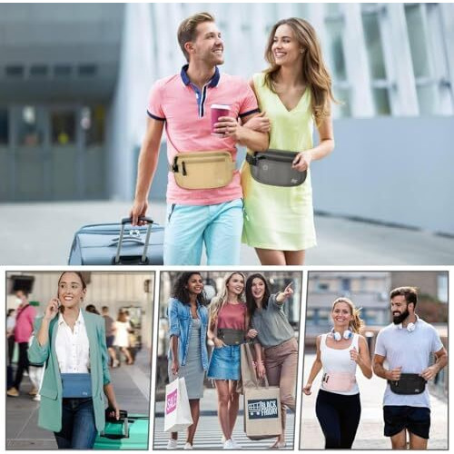 Abudit Hidden Waist Bag Secure Travel Money Belt Undercover Hidden Rfid Blocking Wallet Anti Theft Passport Wallets For Men & Women Waist Pouch Purse Travel Accessories (Pack Of 1,Multicolor)