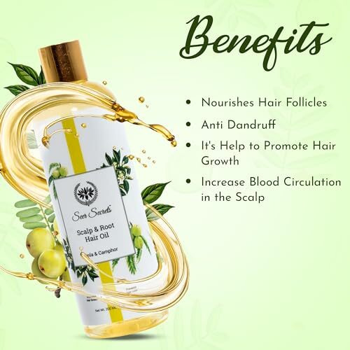 Seer Secrets 100% Natural Amla & Camphor Hair Oil|Anti-Hair Fall, Dandruff |Provides Strength, Softness & Shine With Sesame|Suitable For Men & Women|Pack Of 200Ml