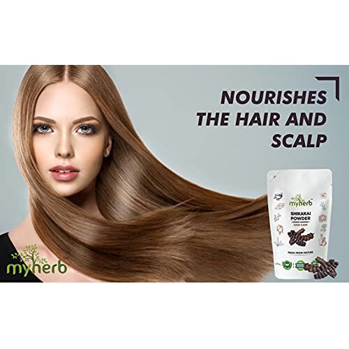 Myherb Pure Natural 100% Organic Shikakai(Acacia Concinna) Powder For Hair Pack || 227 Gm/0.5 Lbs || Excellent Hair Conditioner & Cleanser||For Hair Pack||-For Men & Women