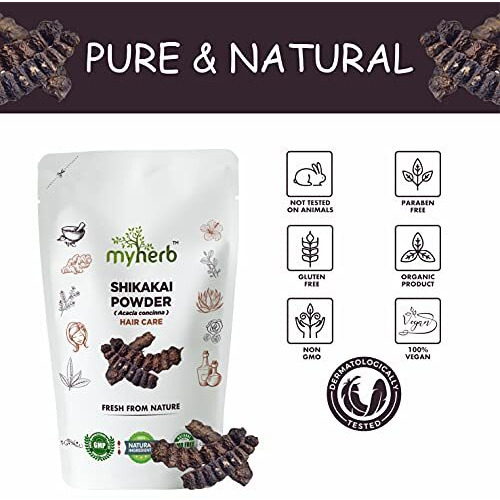 Myherb Pure Natural 100% Organic Shikakai(Acacia Concinna) Powder For Hair Pack || 227 Gm/0.5 Lbs || Excellent Hair Conditioner & Cleanser||For Hair Pack||-For Men & Women