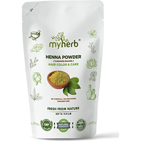 Myherb Pure Natural 100% Organic Heena Powder (Lawsonia Inermis) || 227 Gm/0.5 Lbs || Ayurvedic Formula || For Hair Mask || For Men & Women