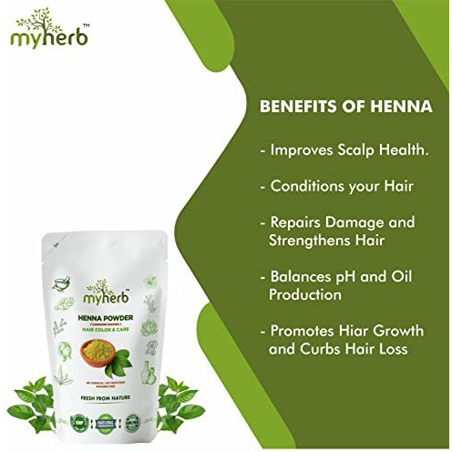 Myherb Pure Natural 100% Organic Heena Powder (Lawsonia Inermis) || 227 Gm/0.5 Lbs || Ayurvedic Formula || For Hair Mask || For Men & Women
