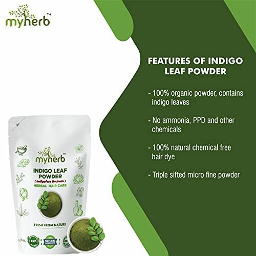 Myherb 100% Natural Organic Indigo Leaf Powder (Indigofera Tinctoria) || 227 Gm/0.5 Lbs || Hair Care & Hair Growth || Hair Care For Black Hair || For Men & Women