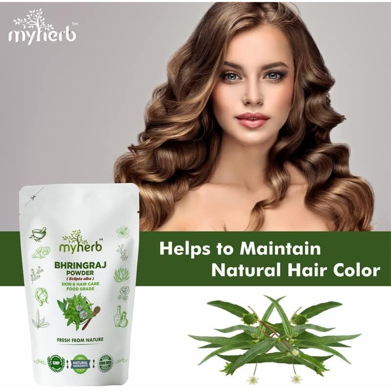 Myherb 100% Natural Organic Bhringraj Powder (Eclipta Alba) || 227 Gm/0.5 Lbs || For Use - Skin, Hair || For Men And Women