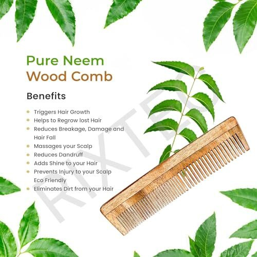Rixtec Neem Comb, Wooden Comb | Hair Growth, Hairfall, Dandruff Control | Hair Straightening, Frizz Control For Men And Women
