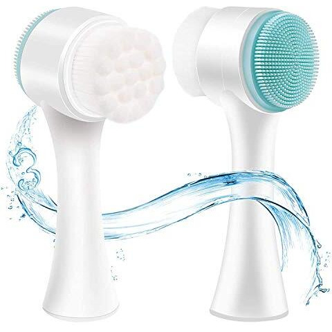 Rixtec Manual Facial Cleansing Brush, 2-In-1 Skin Care Face Brush, Silicone Facial Scrubber Manual Dual Face Wash Brush For Deep Pore Exfoliation Massaging(Multi Color)