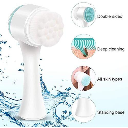 Rixtec Manual Facial Cleansing Brush, 2-In-1 Skin Care Face Brush, Silicone Facial Scrubber Manual Dual Face Wash Brush For Deep Pore Exfoliation Massaging(Multi Color)