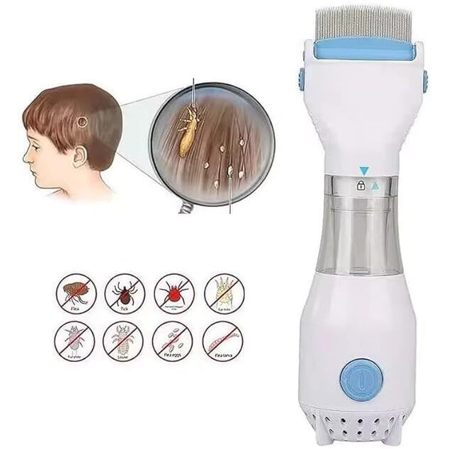 Shainko Electrical Chemical Free Head Lice Removal Comb Head Nits Capture Comb Electrical Head Lice Comb Eggs Remover Hair Vacuums Machine For Lice Removed. (White)