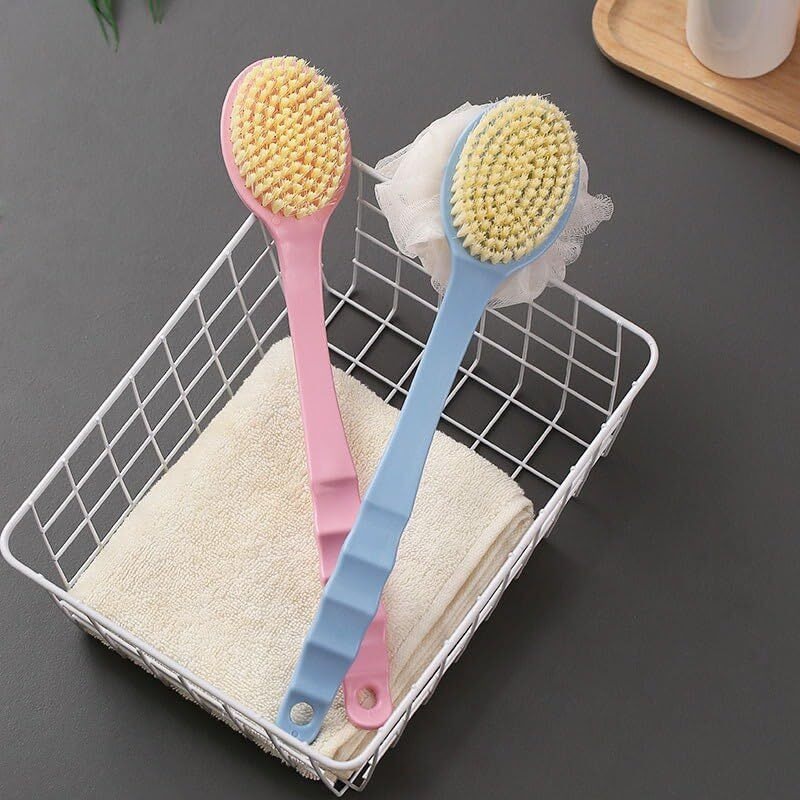2In1 Creation Bath Body Brush With Soft Comfortable Bristles Long Handle Gentle Exfoliation Improve Skin's Health And Beauty Wet Or Dry Brushing Back Scrubber For Shower (Pack- 2 Pic)