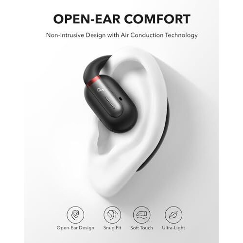 Soundcore By Anker V30I Open-Ear Open Ear Headphones,Ultra-Comfort,Lightweight Design,Snug Fit,Ergonomic Ear Hooks,Robust Bass,36H Playtime,Bluetooth 5.3,App Control,Clear Calls,Wireless Earbuds