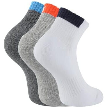 Skechers Ankle Length Mens Cotton 3Pk Half Terry Ankle Socks -S20074Id-Bkwg, Assorted