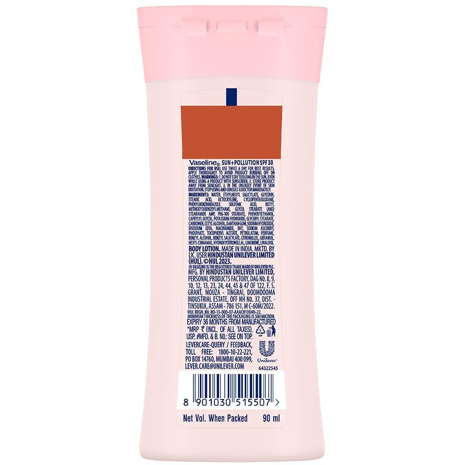 Vaseline Sun + Pollution Protection Spf 30 Body Lotion, Upto 30X Sun Protection, 100 Ml