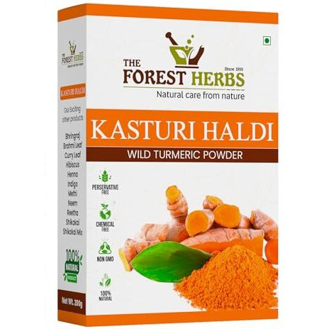 The Forest Herbs Natural Care From Nature Kasturi Haldi Powder For Natural Finish Face (100 Grams) For Glowing Skin | Kasturi Manjal For All Skin Types| 100% Natural, Chemical-Free, Perseverative-Free