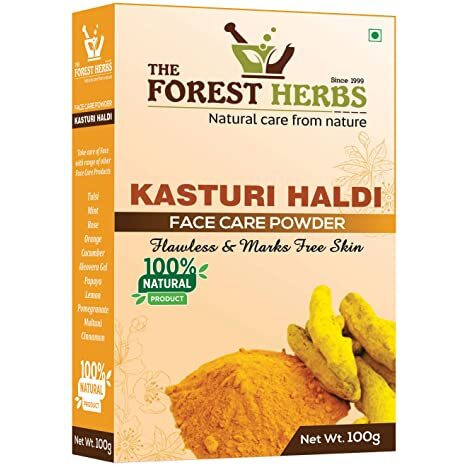 The Forest Herbs Natural Care From Nature Kasturi Haldi Powder For Natural Finish Face (100 Grams) For Glowing Skin | Kasturi Manjal For All Skin Types| 100% Natural, Chemical-Free, Perseverative-Free