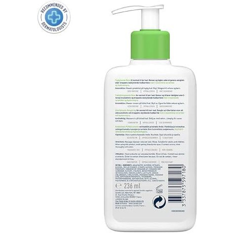 Cerave Hydrating Cleanser For Normal To Dry Skin (236Ml) - Non-Foaming Face Wash With Hyaluronic Acid And Ceramides | Non-Comedogenic, Non-Irritating And Fragrance-Free Cleanser