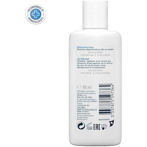 Cerave Moisturizing Lotion For Dry Skin (88Ml) - Formulated With 3 Essential Ceramides And Hyaluronic Acid | Non-Comedogenic, Oil Free And Fragrance-Free Body Lotion