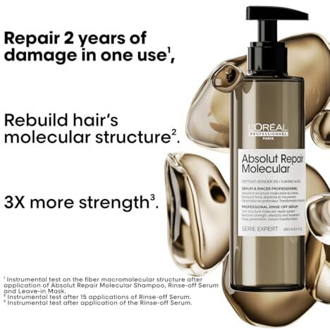L'Oreal Professionnel Paris Absolut Repair Molecular Deep Repairing Rinse-Off Serum For Damaged Hair - 250 Ml | Repairs Very Damaged Hair And Restores Strength With 2% Peptides Bonder & 5 Amino Acids