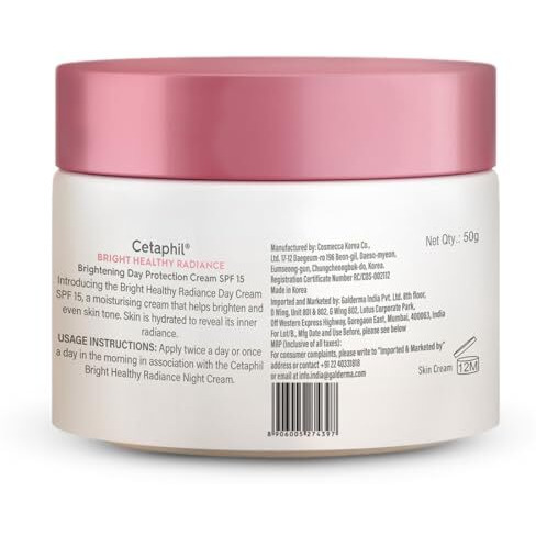 Cetaphil Brightening Day Protection Cream Spf 15-50 G| Day Cream For Dark Spots, Uneven Skin Tone| Niacinamide, Sea Daffodil| Fragrance-Free|