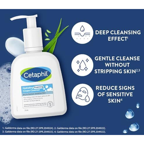 Cetaphil Hydrating Foaming Face Wash, Cream To Foam Cleanser 236Ml | Niacinamide, Pro-Vitamin B5 & And Aloe For Gentle Cleansing