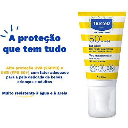 Mustela Sunscreen Spf 50-40Ml Broad Spectrum Protection For Sensitive Skin, Water Resistant Formula For Babies And Adults