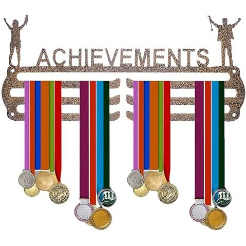 Naitik Creation Medal Hanger For Wall  Medal Holder Display Hanger | Holds Up To 70 Medals | Sports Medal Display | Medals Hanger | Premium Antique Golden (Achievements)