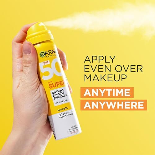 Garnier Superuv Invisible Air Mist Sunscreen Spf50 Pa++++ Uva/B For Broad Spectrum | Application Over Makeup Sunscreen Spray | No White Cast | For All Skin Types | Lightweight | For Men & Women 75Ml