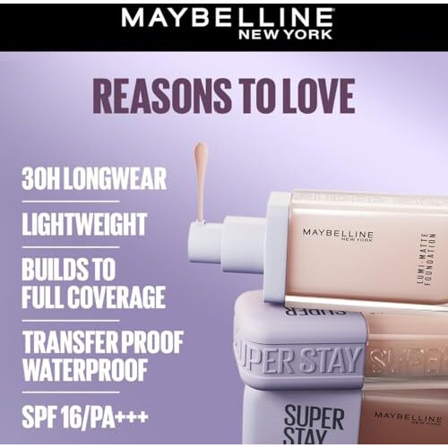Maybelline New York Super Stay Lumi-Matte Liquid Foundation - 115, Up To 30H Long Wear, Water & Transfer Proof. Superstay Lumi-Matte Liquid Foundation Comes With Non-Comedogenic & Vegan Formula | 35Ml
