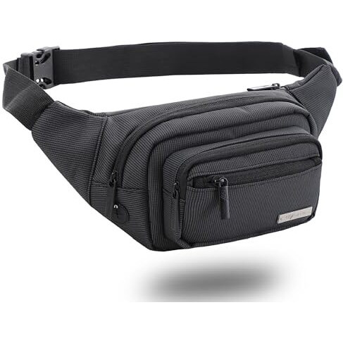 Gotrippin By Destinio Waist Bags For Men Women- Premium Stitching, Branded Zippers, Waterproof Pocket, Rfid Safe- Large Fanny Pack For Hiking Travel, Money Belt (Polyester, Black)