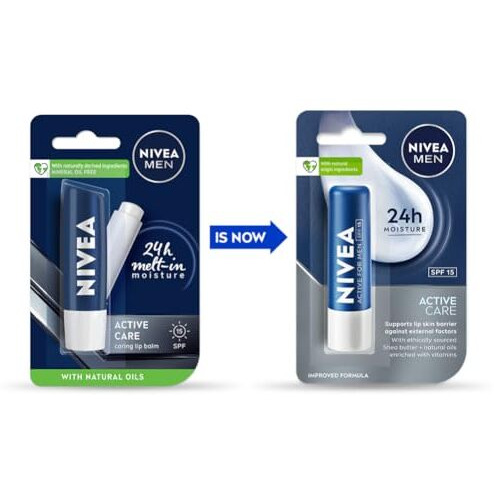 Nivea Men Active Care 4.8G Lip Balm|24 H Melt In Moisture Formula|Natural Oils|Nourished Lips,4.8 G (Pack Of 1)