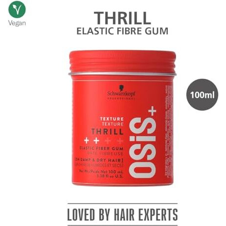 Schwarzkopf Professional Osis+ Thrill Elastic Clay Hair Styling Fibre Gum I Enhances Defination And Shine I Easy To Apply And Wash I Vegan | Tames Frizz And Fly Aways | 100 Ml