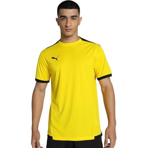Puma Polyester Men's Solid Regular Fit T-Shirt (704917_Cyber Yellow-Black, Medium