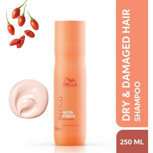 Wella Professionals Invigo Nutri-Enrich Shampoo For Damaged Hair | 250 Ml | Nourishing, Hydrating Hair Cleanser For Dry Hair | With Goji Berry Nutrients