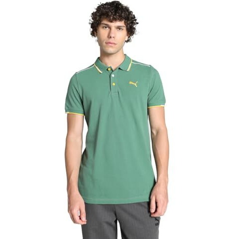 Puma Cotton Men's Letter Print Regular Fit T-Shirt (67040925_Deep Forest M), Green