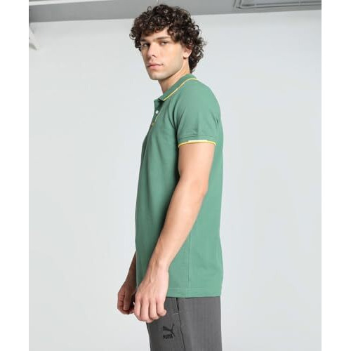 Puma Cotton Men's Letter Print Regular Fit T-Shirt (67040925_Deep Forest M), Green