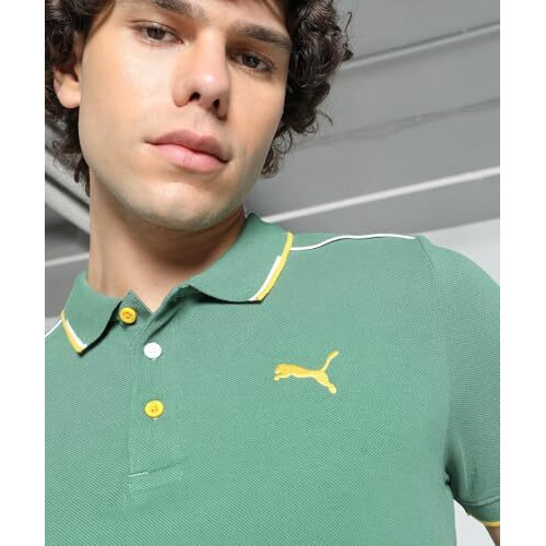 Puma Cotton Men's Letter Print Regular Fit T-Shirt (67040925_Deep Forest M), Green