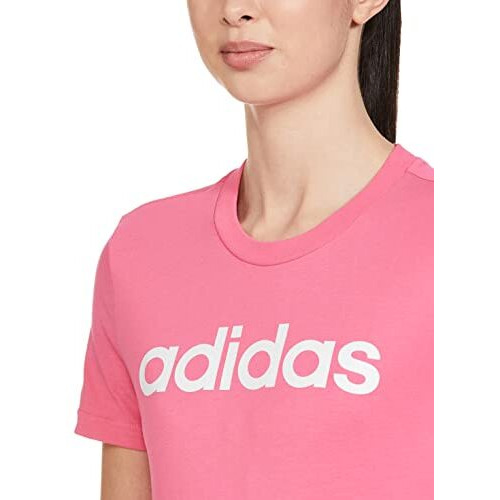 Adidas Women Cotton W Lin T Sports Slim Fit T-Shirts Art 14,(Xl),Pink