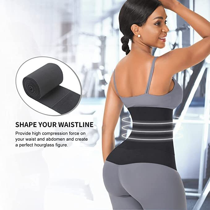 Sifoz Free Size Waist Belt Elastic Band Weight Loss Flat Belly Belt Body Shaper Abdominal Belt After Delivery For Tummy Reduction Tummy Wrap Waist Trainer (3 Meter) Black