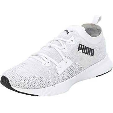 Puma Mens Flyer Runner Engineered Knit White-Cool Mid Gray-Black Running Shoe - 8Uk (37999301)