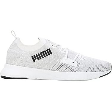 Puma Mens Flyer Runner Engineered Knit White-Cool Mid Gray-Black Running Shoe - 8Uk (37999301)