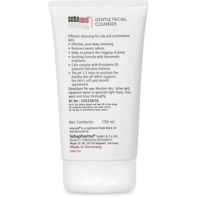 Sebamed Gentle Facial Cleanser For Oily & Combination Skin | Ph5.5 | Daily Face Wash For Acne Prone Skin | Provitamin B5 | Gentle Foam | Protect Skin's Natural Barrier, 150Ml