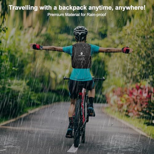 Arctic Hunter Rain Cover For Backpack Waterproof & Dustproof Upto 45L Bag Rain Cover With Elastic Fixing Buckle & Small Storage Pouch, Laptop Bag Cover For Trekking Travel College Office, Black