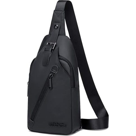 Arctic Hunter Slim Sling Bag For Men Crossbody Pack Chest Bag For Upto 8-Inch Ipad Small One Shoulder Side Pouch With Earphone Port Water-Resistant Mobile Passport Bag For Travel Daypack Office,Black