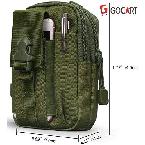 Gocart With G Logo Men's Nylon Outdoor Tactical Waist Bag Edc Molle Belt Waist Pouch Security Purse Phone Carrying Case (Green)