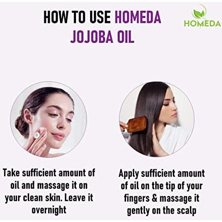Homeda Cold Pressed Jojoba Oil For Hair Growth, Face Glow, Skin (200 Ml) 100% Pure, Organic, Virgin & Unrefined