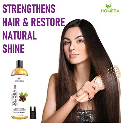 Homeda Cold Pressed Jojoba Oil For Hair Growth, Face Glow, Skin (200 Ml) 100% Pure, Organic, Virgin & Unrefined