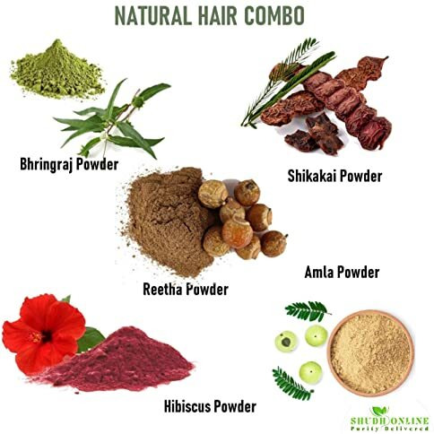 Shudh Online Amla, Reetha, Bhringraj, Shikakai & Hibiscus Powder Combo For Hair Growth (100 Grams Each)