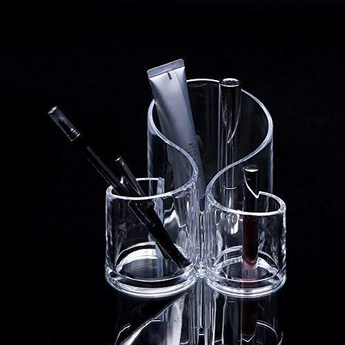 Jeejex Acrylic Cosmetic Organizer Makeup Brush Holder - Nail Polish, Lipstick, Eyeliner, Comb Beauty Storage - Desk Rake Stand Organizer For Dressing Table, Transparent