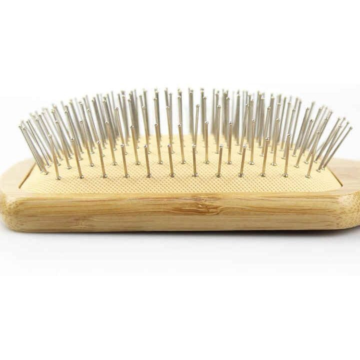 Luvina Bamboo Hair Brush With Steel Bristles, Bamboo Wooden Hair Brush For Women & Men Natural Bamboo Wood Comb For Massaging Scalp, Paddle Hair Brush For Women (Bamboo Square Steel Bristles)