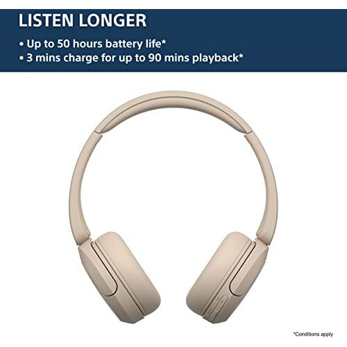 Sony Wh-Ch520 Wireless Bluetooth Headphones With Mic, Up To 50Hrs Battery-Beige
