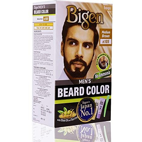 Bigen Men's Beard Color Medium Brown 20Gm+20Gm -105, 102 G